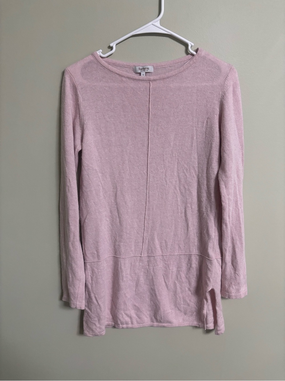 Bartolini Italian Wool Cashmere Silk Blend Sweater Small Pink Tunic Quiet Luxury